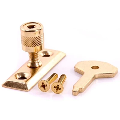 Image of 12x Brass Plated Window Stays + Keys Wooden Frame Casement Lock Turn/Catch/Latch Fixings