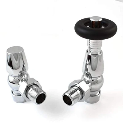Image of Hot Flow Jordan Traditional Thermostatic Radiator Valve (Angled TRV) (Chrome TRV))