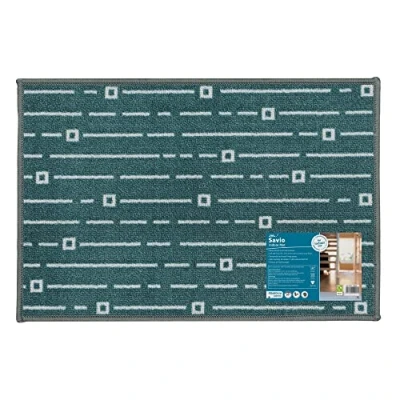Image of JVL Savio Machine Washable Door Mat, 40 x 60 cm, Teal, One Size