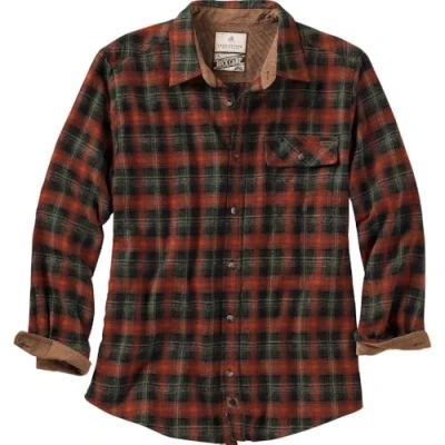Image of Legendary Whitetails Men&#039;s Buck Camp Flannel, Long Sleeve Plaid Button Down Casual Shirt, Corduroy Cuffs, Tartan Stone Plaid, XXL