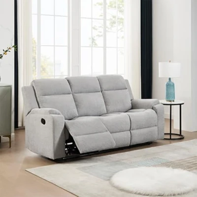 Image of Orka 3 seater fabric manual recliner sofa (Grey)
