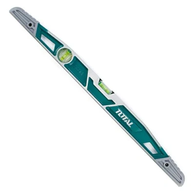 Image of Total Professional Builders Masons Spirit Level 600mm Aluminum with ABS Shock Absorber Ergonomic Grip Horizontal &amp; Vertical Bubbles, Blue, Default Size, Plastic