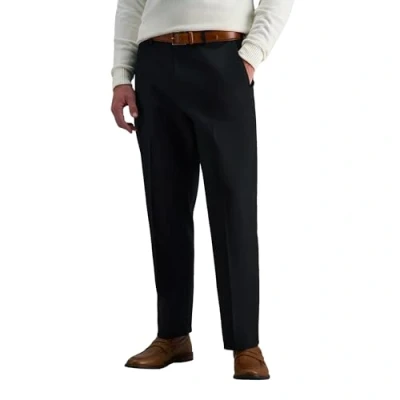 Image of Haggar Men&#039;s Premium No Iron Classic Fit Expandable Waist Flat Front dress pants, Black, 38W 32L UK