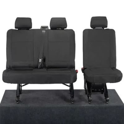Image of My Van Seat Covers MVSC212B SC213BAD4 Tailored Heavy Duty Waterproof 2nd Row (Single/Double) Black To Fit VW Transporter T6/T6.1 Kombi 2015 Onwards