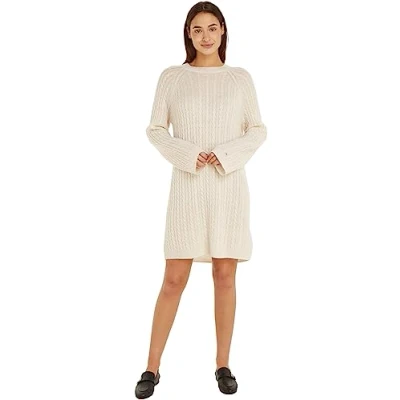 Image of Tommy Hilfiger Women&#039;s Dress Soft Wool C Neck Long Sleeve, Beige (Cashmere Creme), XL