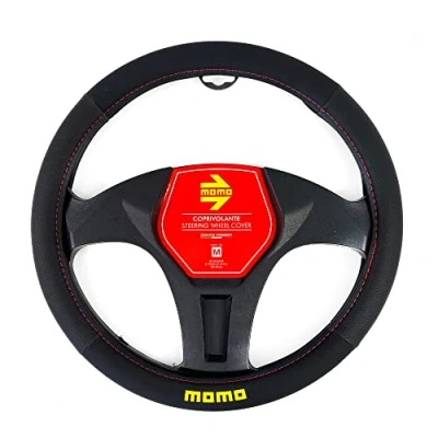 Image of MOMO COMFORT UNIVERSAL STEERING WHEEL COVER BLACK AND RED