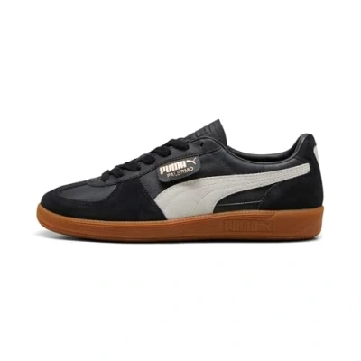 Image of Puma Palermo Unisex Trainers, Size: 5.5, Black/feather gray leather and imitation