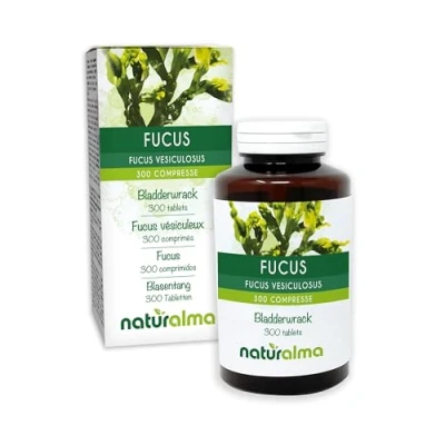 Image of Bladderwrack or Sea Oak (Fucus vesiculosus) Thallus (Seaweed) Naturalma 150 g 300 Tablets Food Supplement Natural and Vegan