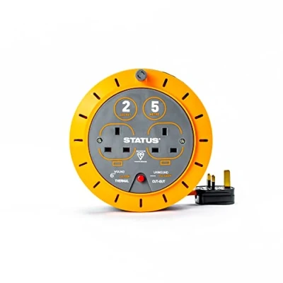 Image of STATUS 5Meters 10 A Double Socket Cassette Reel with Thermal Out Orange S5M10ACR5