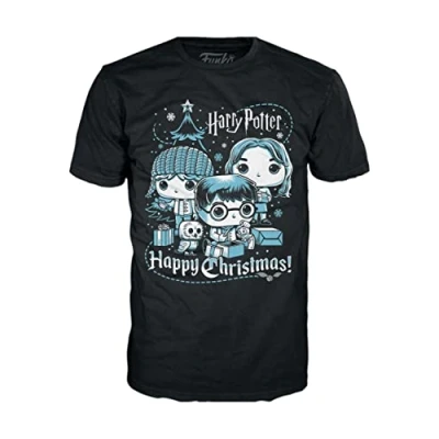 Image of Funko Boxed Tee: Harry Potter Holiday Ron, Hermione, Medium T Shirt Clothes Gift Idea Short Sleeve Top for Adults Unisex Men and Women Official Merchandise Movies Fans