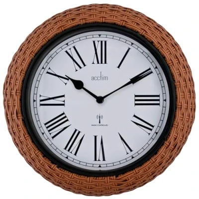 Image of Acctim 74521 Mead Wall Clock, Woven Rattan Effect