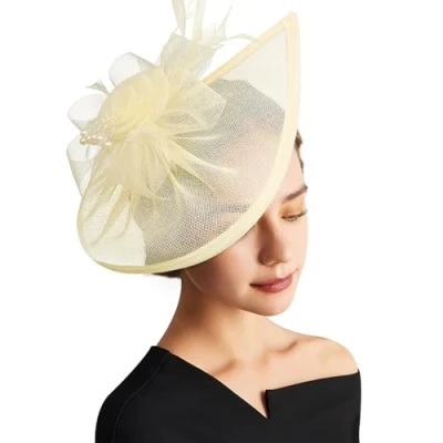 Image of DRESHOW Fascinator Hats Tea Party Hat Vintage Pillbox Headband Cocktail Headwear for Girls and Women