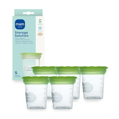 Image of MAM Storage Pots for Baby Food, Compatible with Manual Breast Pump, Food Containers Fridge and Freezer, 5 Pots, Container Lids