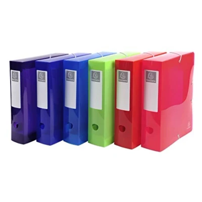 Image of Exacompta Ref 59680E Iderama Collection PP Elasticated Filing Box 250 x 330mm in Size, Suitable for A4 Documents, 80mm Spine Assorted Colours (Pack of 8)
