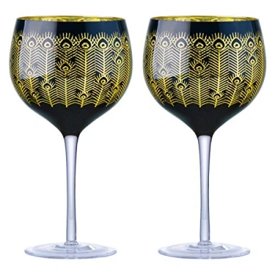 Image of Artland Set of 2 Midnight Peacock Gin Glasses