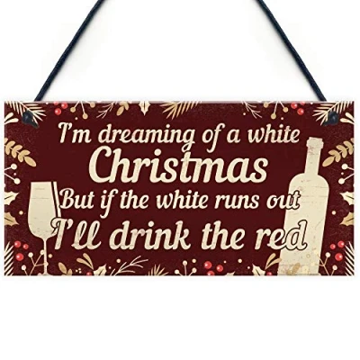 Image of RED OCEAN Funny Alcohol Sign Hanging Plaque Christmas Decoration Xmas Friendship Wine Gift