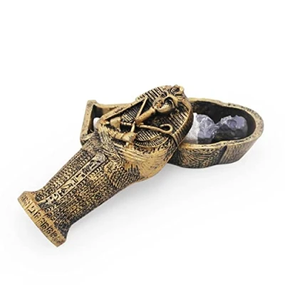 Image of Kocris Casa Aquarium Mummy Gold Coffin Decorations Egypt Fish Reptile Turtle Tank Décor Ornament Pet Bronze