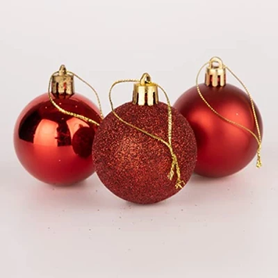 Image of 50mm/9Pcs Christmas Baubles Shatterproof Red, Tree Decorations Ball Ornaments Balls Xmas Hanging Holiday Decor Shiny,Matte,Glitter
