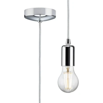 Image of KnightsBridge 1.8m E27 Contemporary Pendant Set Polished Chrome