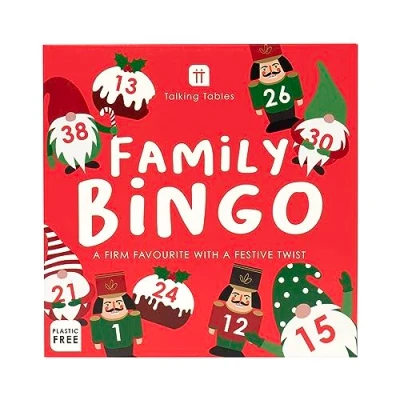 Image of Talking Tables Christmas Family Bingo Game with a Festive Twist : Xmas Fun for kids and adults Ideal Stock Filler Gift Idea boys or girls