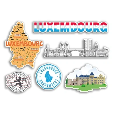 Image of A5 Sticker Sheet Luxembourg Vinyl Stickers Landmark Holiday City Country Airport Map Flag Food #77537