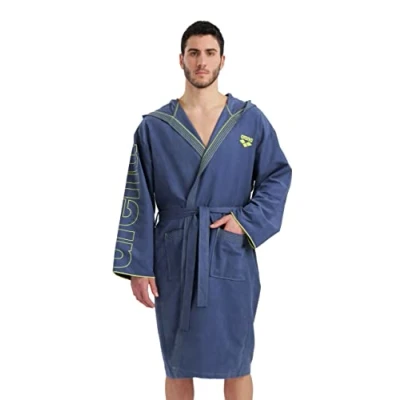 Image of arena Zeal Plus Men&#039;s and Women&#039;s Microfibre Bathrobe, Bathrobe with Hood Pockets, Unisex Quick drying Comfortable Lightweight