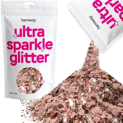 Image of Glitter Multi Size Rose Gold Ultra Sparkle Sequins Nail Face Festival Christmas Halloween Makeup Chunky Fine 100g / 3.5oz