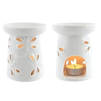 Image of Jones Home and Gift Dragonfly Oil Burner White Glazed, Ceramic 10 x 11 cm