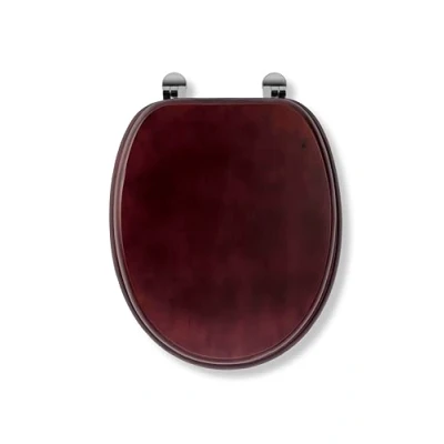 Image of Croydex Solid Wood Toilet Seat, Mahogany Chrome Fitting