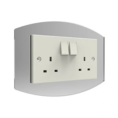 Image of Displaypro Curved Single, Double Light Switch Surround Acrylic Finger Plate Panel Plug Socket (Mirror Double)