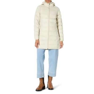 Image of Amazon Essentials Women&#039;s Lightweight Water Resistant Hooded Puffer Coat (Available in Plus Sizes), Stone, XS