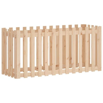 Image of vidaXL Garden Raised Bed with Fence Design 150x50x70 cm Solid Wood Pine