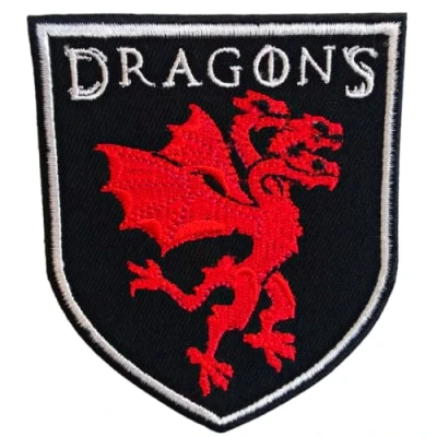 Image of Three Headed Dragon Red Iron Sew on Embroidered Patch