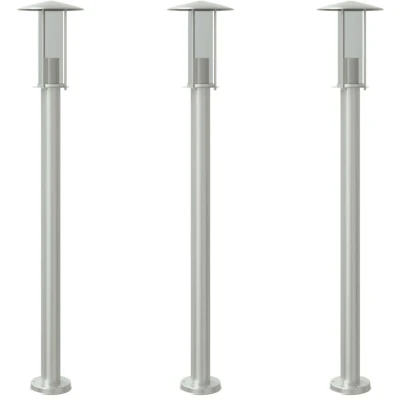 Image of vidaXL Outdoor Floor Lamps 3pcs Silver 100 cm Stainless Steel
