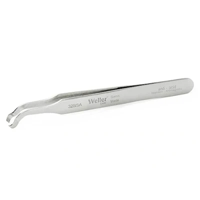 Image of Weller 32BSA Angled Round Tip Tweezers, Swiss Quality, SMD 45, 4 1/2&quot;/114,3 mm
