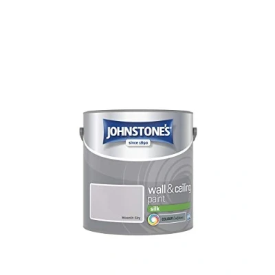 Image of Johnstone&#039;s Wall &amp; Ceiling Paint Moonlit Sky Silk Finish Emulsion Fantastic Coverage Easy to Apply Dry in 1 2 Hours 12m2 per Litre 2.5L