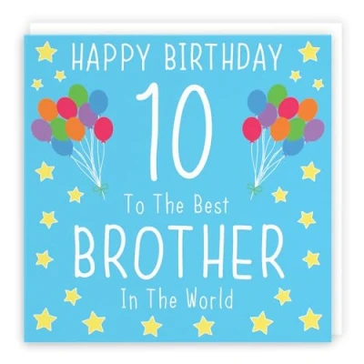Image of Hunts England Large Brother 10th Birthday Card Happy 10 To The Best In World Iconic Collection 210 x mm Age