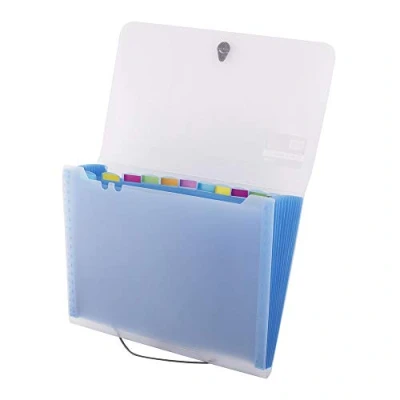 Image of D.RECT 5540 Sorter Pouch Document Sorter, School, Alphabetical Expandable Pockets 12 Compartments Office, Home Format A4 Blue