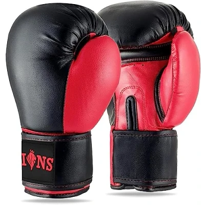 Image of Lions Pro Boxing gloves Punch Bag Mma Training Sparring Mitts (Injection Red, 10oz)