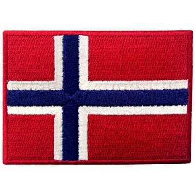 Image of Norway Flag Embroidered Emblem Norwegian National Iron On Sew Patch