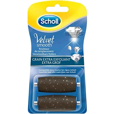 Image of Scholl Velvet Smooth Express Pedi Crystal Diamonds Extra Exfoliating Grains Replacement 2 Rolls by
