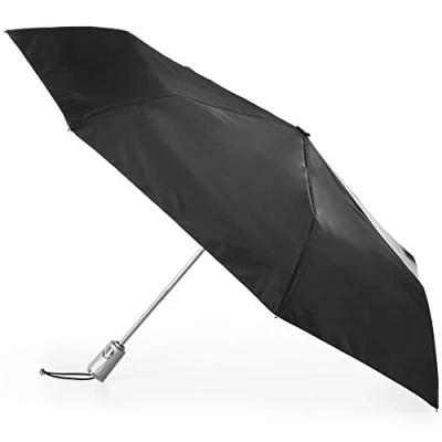 Image of totes Automatic Open Close Water Resistant Travel Folding Umbrella with Sun Protection, Black, One Size, Protection