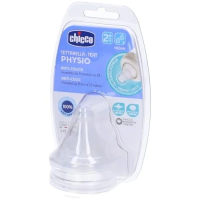 Image of Chicco Silicone Physiological Anticolic Teat Medium Flow for 2M+, Pack of 2