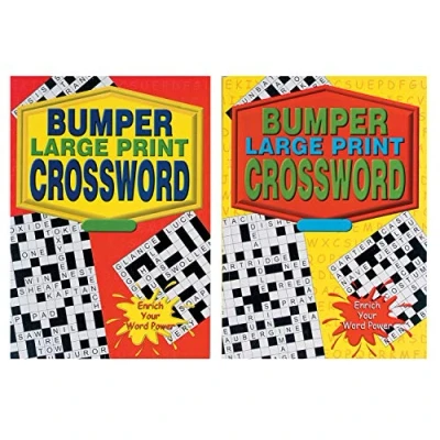 Image of Set of 2 Bumper Large Print A4 Crossword Books 135 Brainteasing Puzzles Each