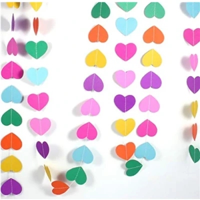 Image of ATST 4M STRING PAPER BUNTING GARLAND PARTY DECORATION (Multicolour Heart)