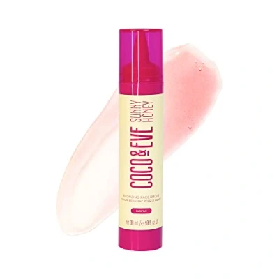 Image of Coco &amp; Eve Sunny Honey Bronzing Face Drops (Dark), Natural Self Tanning Drops. Hydrating Hyaluronic Acid. Indoor Sunless Moisturizing Tanner. (1 fl oz)