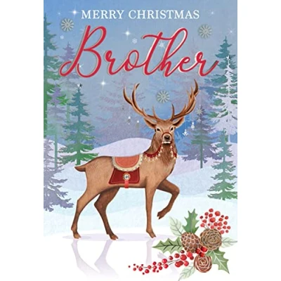 Image of Brother Magnificent Stag Embellished Magnifique Christmas Card Large Xmas Cards XMQ012