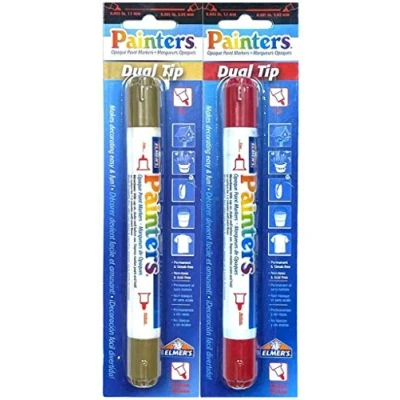 Image of Elmer&#039;s Twin Tip Permanent Marker Fine and Medium Point Gold &amp; Red Pack of 2