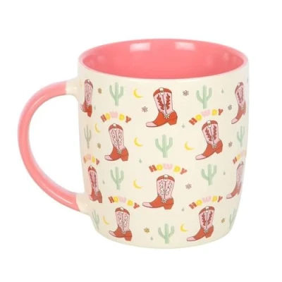 Image of Something Different Wholesale Cowboy Boot Mug with Howdy Print 360ml Ceramic Coffee Mug, Western Rodeo Design, Microwave Safe, Handwash Only, Ideal for Lovers &amp; Enthusiasts
