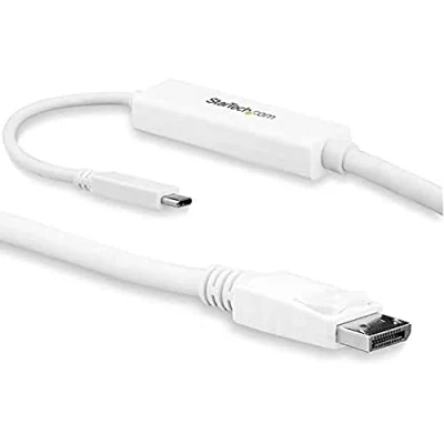Image of StarTech.com 9.8ft/3m USB C to DisplayPort 1.2 Cable 4K 60Hz Adapter HBR2 Type DP Alt Mode Monitor Video Works w/ Thunderbolt 3 White (CDP2DPMM3MW)
